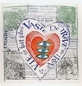 Laurence de Saint Martin st artiste la paix coeur graffiti Antoine de Vial eau-forte couleur estampe cuivre plaque laurence de Saint Martin artiste d&eacute;co affiche peinture papier dessin po&eacute;sie