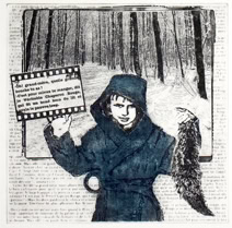 gravure noir et blanc plage famille estampe eau-forte aquatinte laurence de Saint Martin artiste yvelines estampes