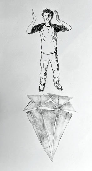 laurence de Saint Martin artiste affiche papier d&eacute;co peinture papier dessin encre histoire sans parole suis-moi eau-forte estampe noir cuivre plaque