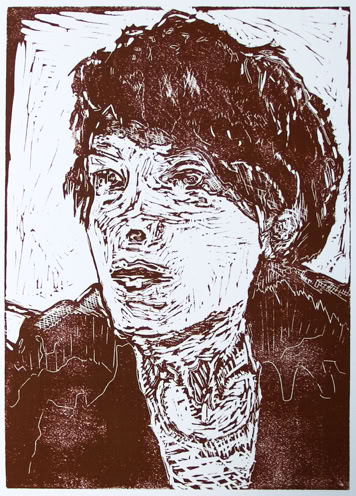 regard int&eacute;rieur intime soi linogravure trait gouge auto-portrait laurence de Saint Martin artiste peinture d&eacute;co affiche dessin papier