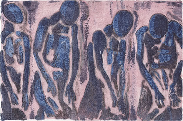 Laurence de Saint Martin st artiste etat de choc attentat   eau-forte couleur estampe cuivre plaque laurence de Saint Martin artiste d&eacute;co affiche peinture papier dessin po&eacute;sie