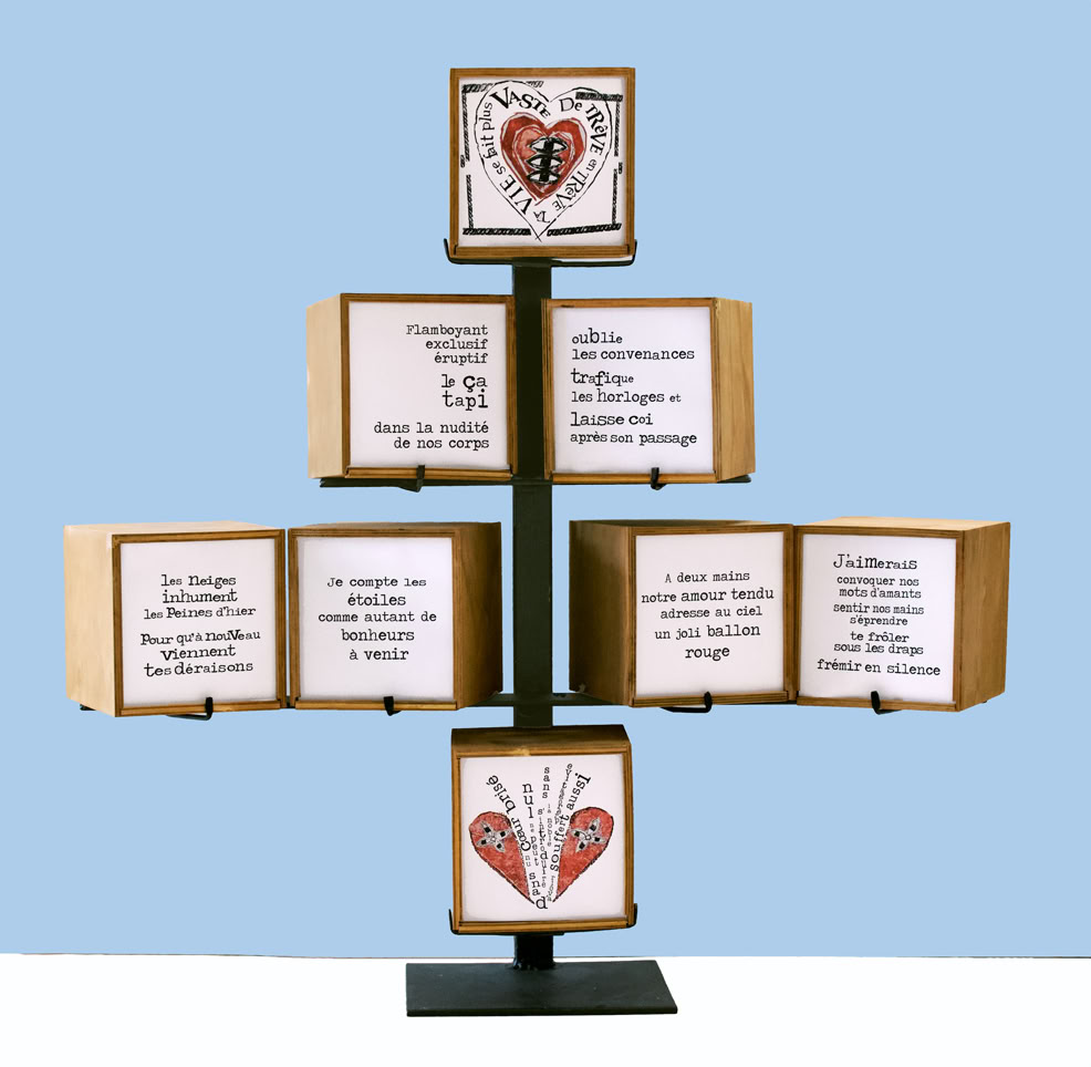 laurence de Saint Martin st artiste jeu de main sculpture boite lumi&egrave;re ferronnerie livre objet