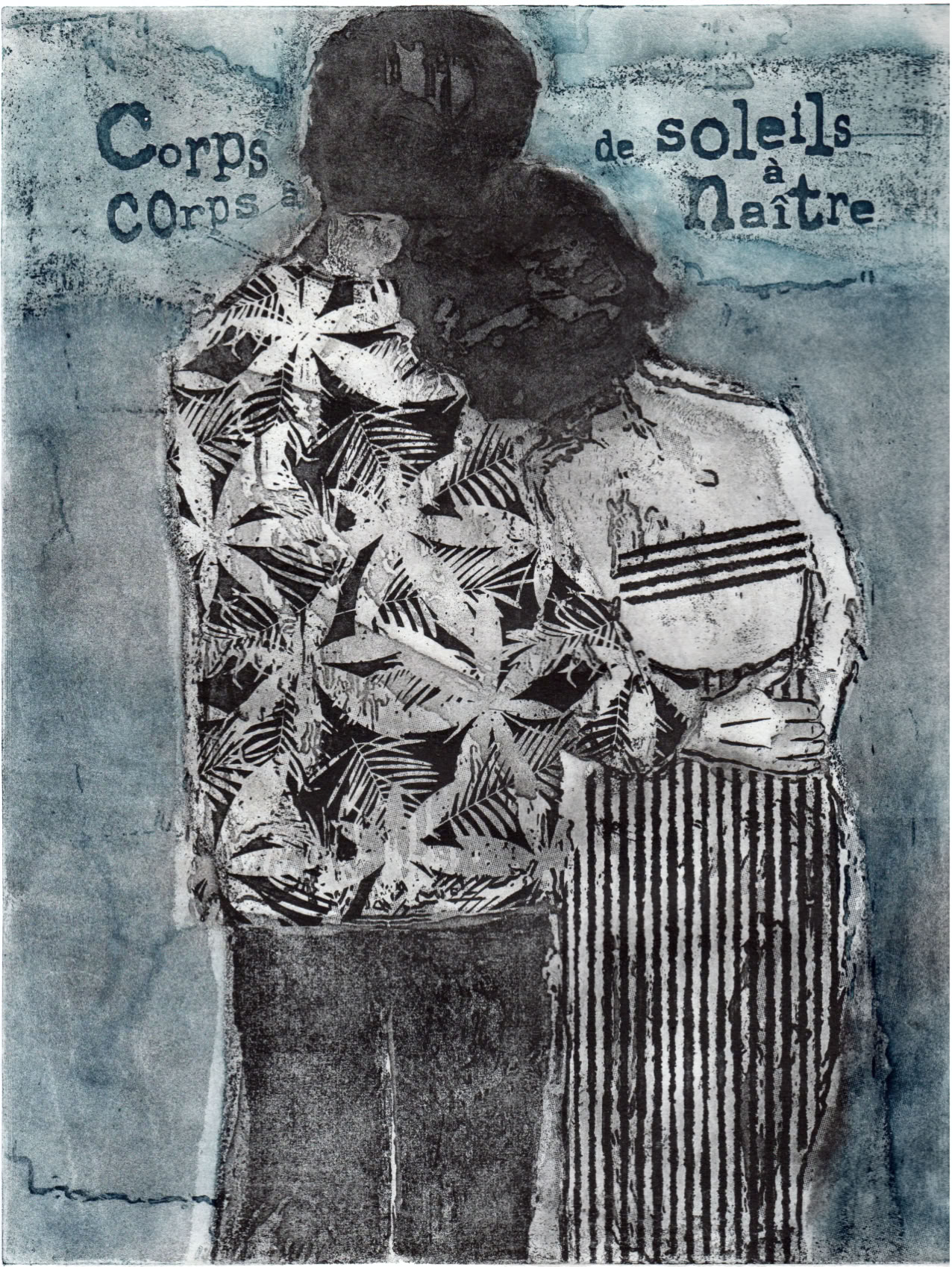 gravure noir et blanc plage famille estampe eau-forte aquatinte laurence de Saint Martin artiste yvelines estampes