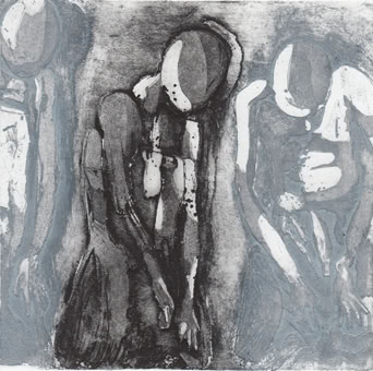 laurence de Saint Martin artiste affiche d&eacute;co encre papier po&eacute;sie danse femmes violences f&eacute;ministe patriarcat eau-forte estampe couleur cuivre papier