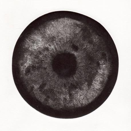 oeil lune eau-forte noir et blanc estampe cuivre papier dessin laurence de Saint Martin artiste affiche peinture d&eacute;co