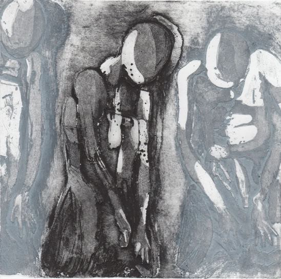 laurence de Saint Martin artiste affiche d&eacute;co encre papier po&eacute;sie danse femmes violences f&eacute;ministe patriarcat eau-forte estampe couleur cuivre papier