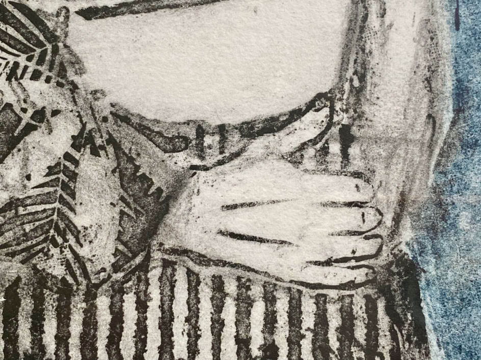 gravure noir et blanc plage famille estampe eau-forte aquatinte laurence de Saint Martin artiste yvelines estampes