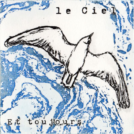 laurence de Saint Martin St artiste affiche d&eacute;co peinture papier dessin po&eacute;sie encre voeux ciel oiseau mer marbrure eau-forte couleur estampe cuivre plaque