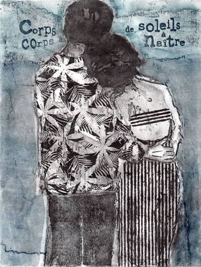 laurence de Saint Martin artiste dessin papier po&eacute;sie peinture addiche d&eacute;co encre amour corps couple Antoine de Vial graffiti eau-forte couleur estampe cuivre plaque