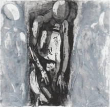 gravure noir et blanc plage famille estampe eau-forte aquatinte laurence de Saint Martin artiste yvelines estampes