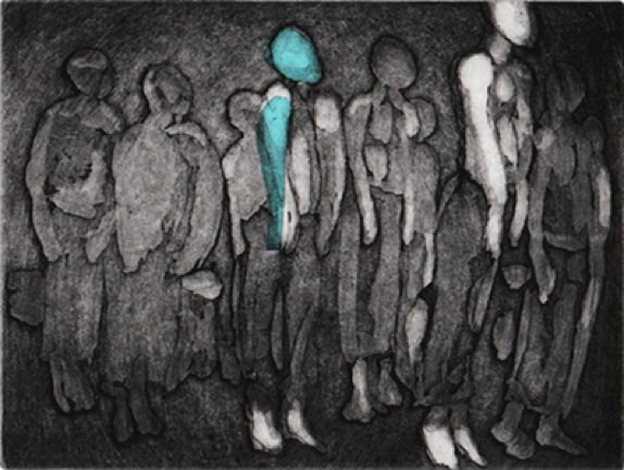 Laurence de Saint Martin st artiste danse corps eau-forte couleur estampe cuivre plaque laurence de Saint Martin artiste d&eacute;co affiche peinture papier dessin po&eacute;sie