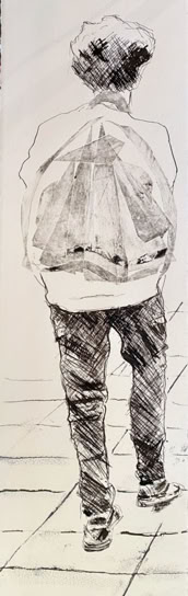 laurence de Saint Martin artiste affiche d&eacute;co peinture dessin encre histoire sans parole suis-moi eau-forte estampe noir cuivre papier